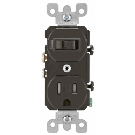 Leviton Leviton Mfg 200-T5225-000 15 Amp Brown Toggle Switch & Receptacle Combination 200-T5225-000
